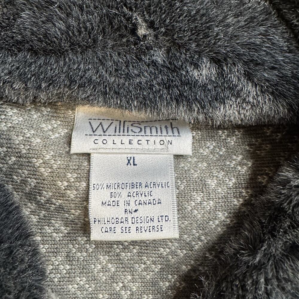 VTG Willi Smith Collection Fleece Jacket Faux Fur Collar Grey Womens Sz XL - Picture 2 of 5